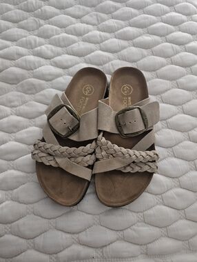 White Mountain Beige Braided Slide Sandals